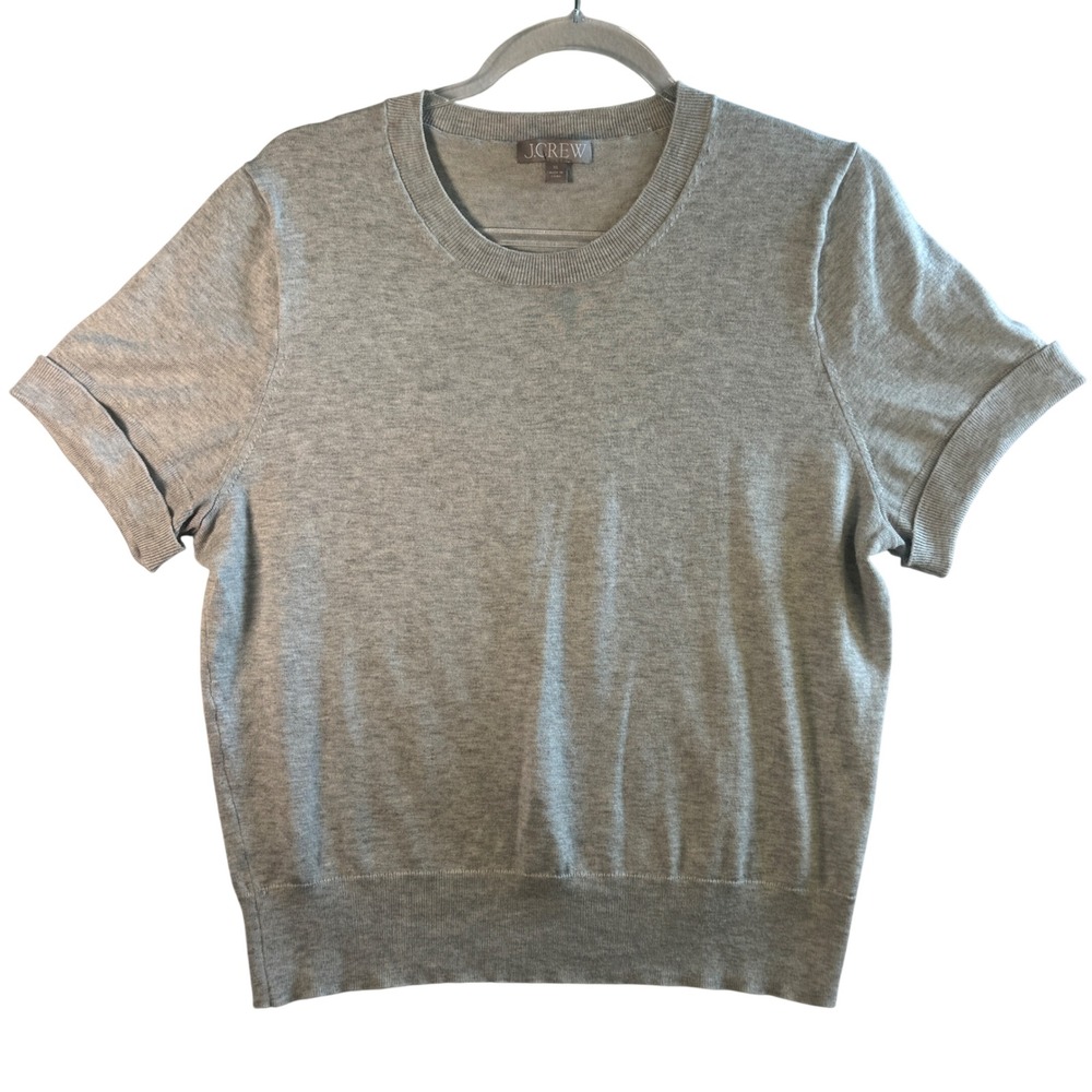 J.Crew Short Sleeve Sweater Gray Lyocell Blend Knit Top XL BX481 Re-Imagined Tee